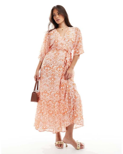 Lovedrobe Pink Faux Wrap Kimono Sleeve Midaxi Dress