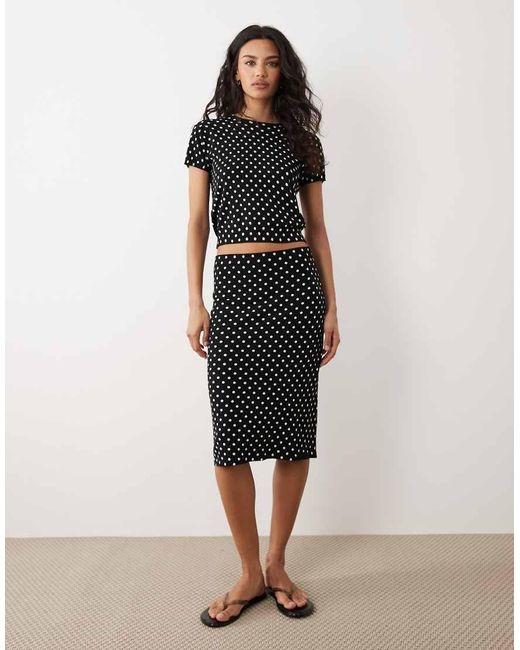 Mango Black Feria Compact Knit Short Sleeve Top Co-Ord