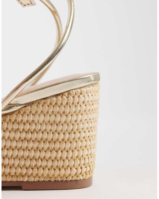 London Rebel White Mary Wedge Heeled Strappy Sandal