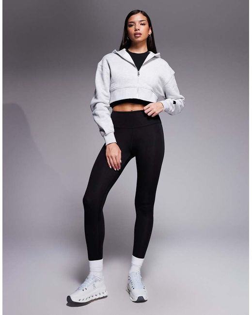 4505 White Icon Rest Day Heavyweight 440Gsm Cotton Zip Up Boxy Crop Hoodie