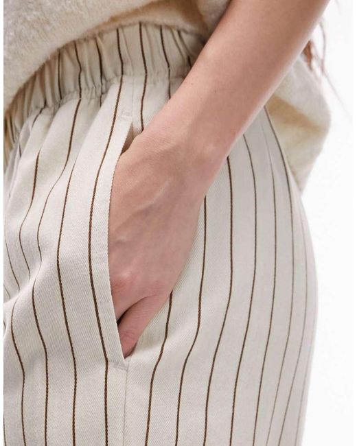 TOPSHOP White Stripe Pull On Straight Leg Trouser