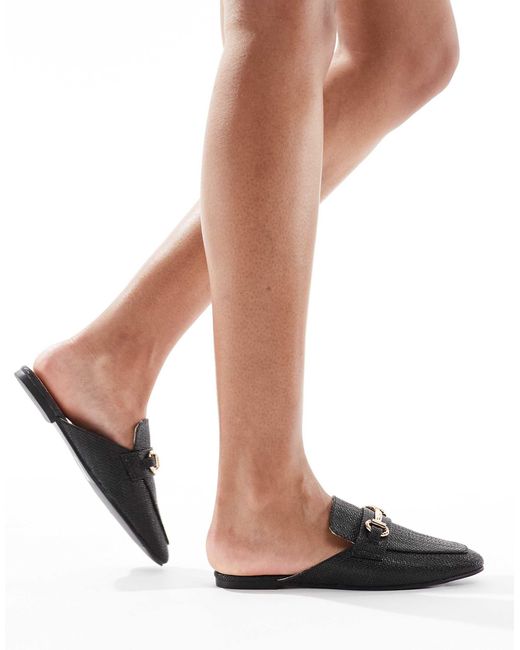 London Rebel White Buckle Loafer Mule