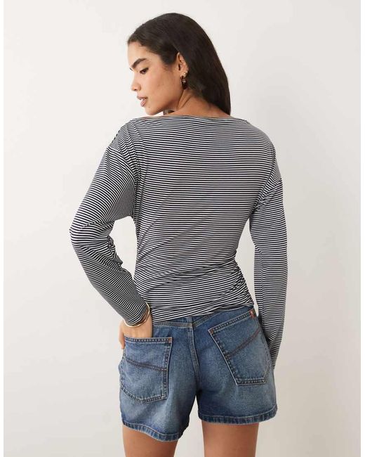 ASOS Gray Cinched Asymmetric Long Sleeve Top