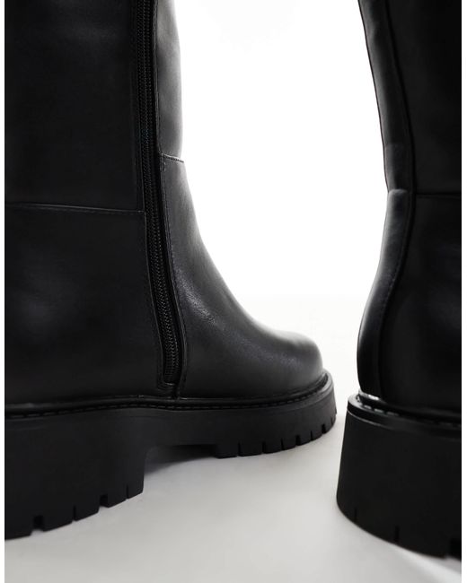 London Rebel Black – olivia – klobige, kniehohe stiefel