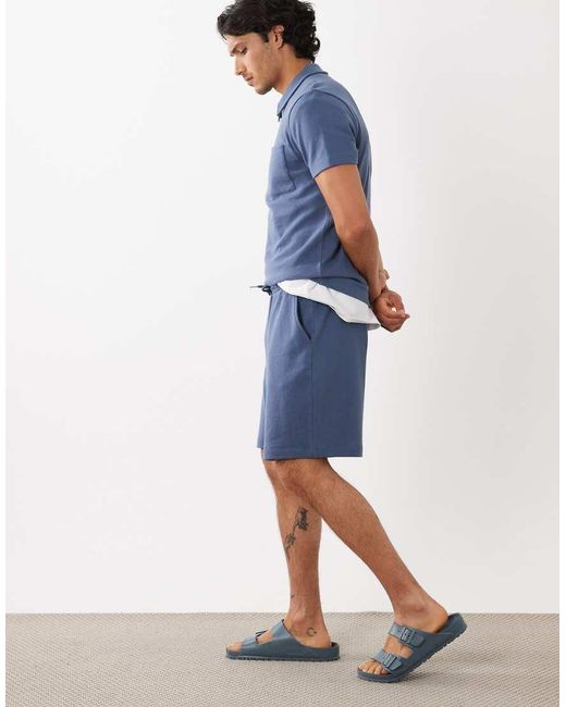 New Look Blue Co-Ord Textured Pull On Short for men