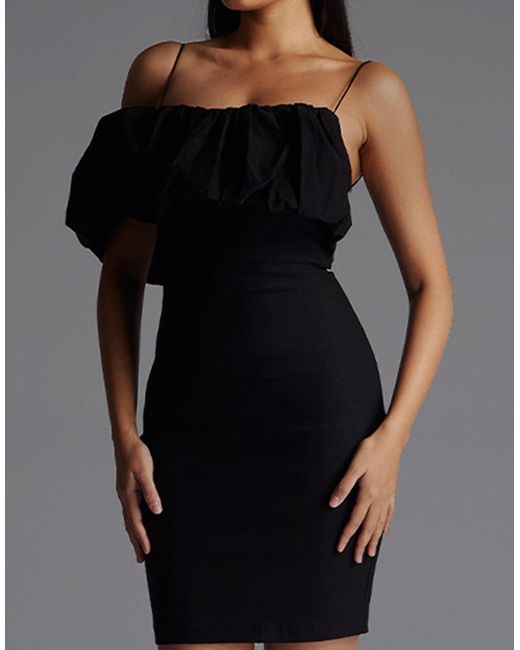 Vesper Black Cami Strap Ruffled Mini Dress