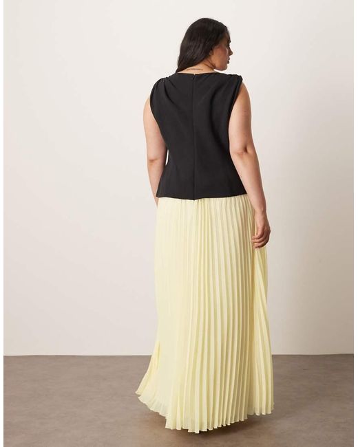 ARRANGE Natural Curve Twist Shoulder Pleat Skirt Hybrid Maxi Dress