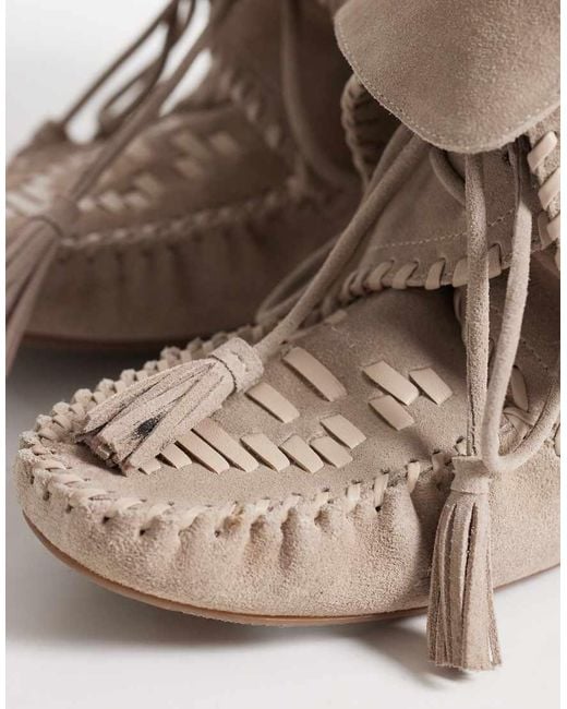 Bronx Natural Savann-a Fringe Lace Up Ankle Boots