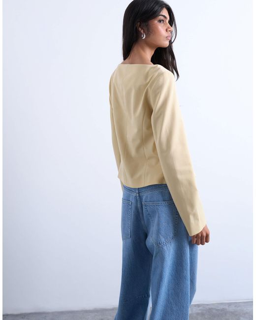 TOPSHOP Blue Seam Detail Blazer Top