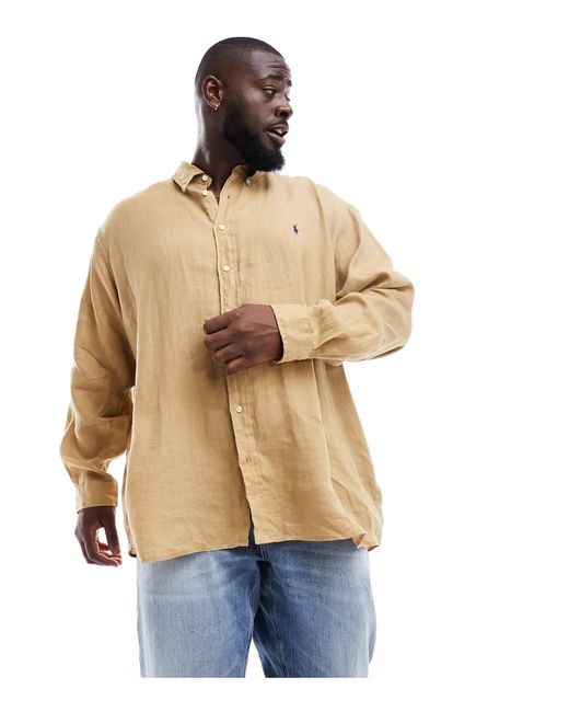 Big & tall - chemise oversize coupe classique avec logo emblématique - fauve Polo Ralph Lauren pour homme en coloris Blue