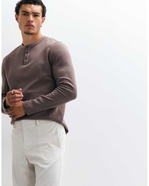 ASOS Multicolor Regular Long Sleeve T-shirt With Henley for men