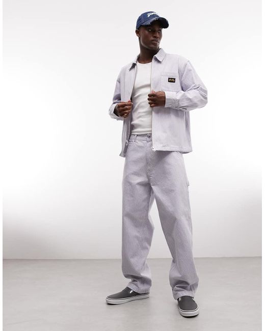 Stan Ray White Hickory Stripe Denim Relaxed Fit Jeans for men