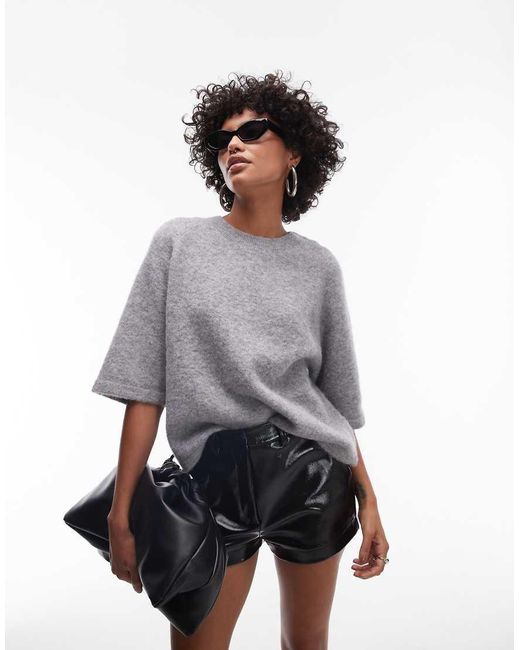 & Other Stories Gray Alpaca Short Sleeve Knitted Jumper