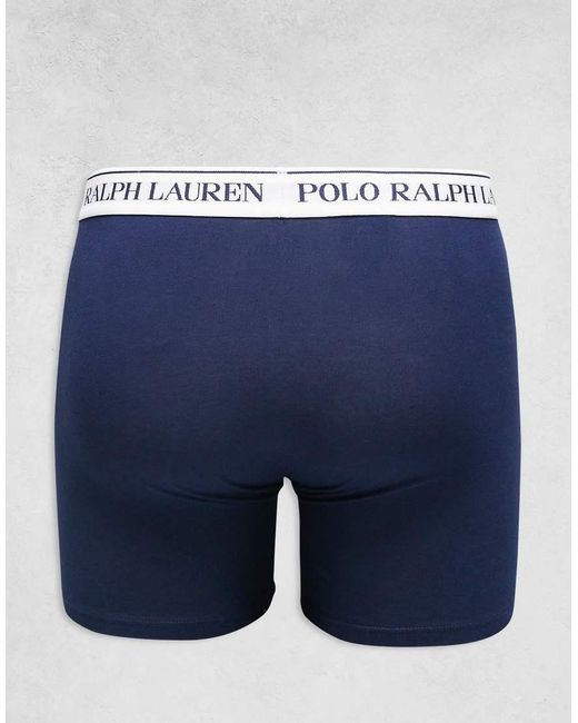 Polo Ralph Lauren Blue 3 Pack Logo Waistband Long Trunks for men