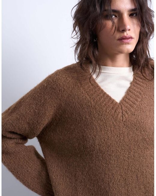 TOPSHOP Blue – flauschiger strickpullover aus wollmix