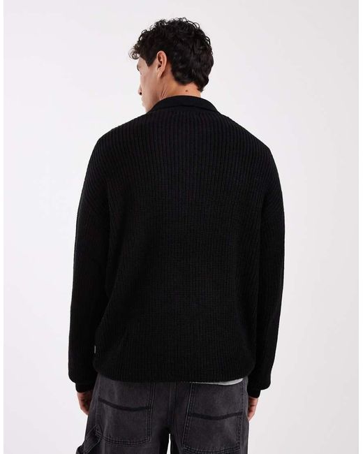 Jack & Jones Black Knitted Polo for men
