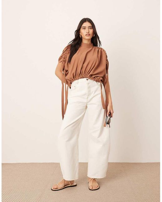 ARRANGE Natural Slouchy Top With Drawstring Detail
