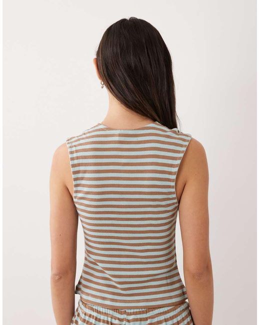 ASOS Brown Mix & Match Button Down Pajama Tank Top