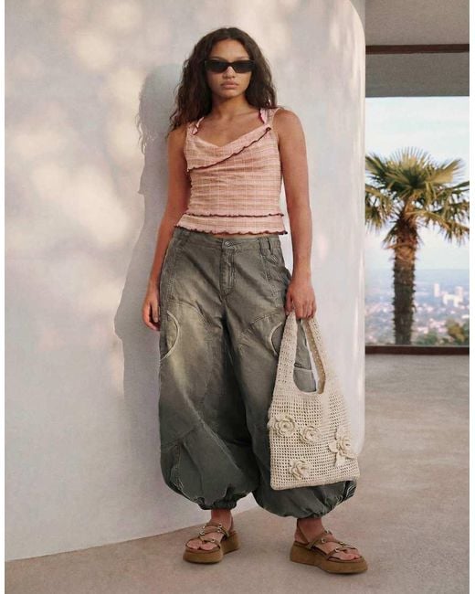 Desigual Gray Fluid Cargo Pants