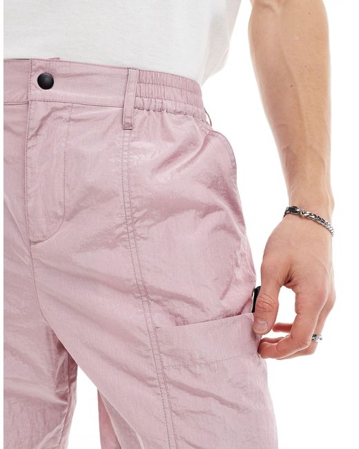 ASOS Pink Co-ord Nylon Short With Utility Styling for men