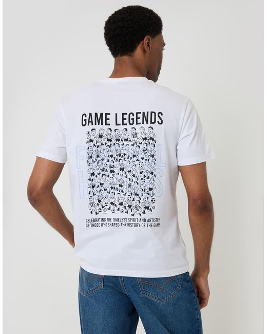 Threadbare White Regular Fit Football Heroes Cotton T-Shirt for men