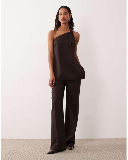 ASOS Brown Tailored One Shoulder Top