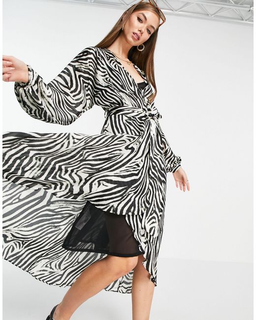 Mango Oversized Jurk Met Zebraprint in het Multicolor