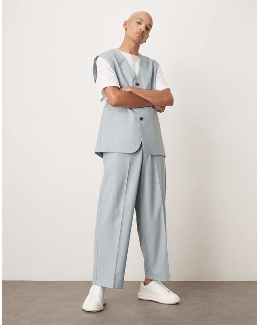 ASOS – schlupf-anzughose mit ballon-leg-beinschnitt in White für Herren