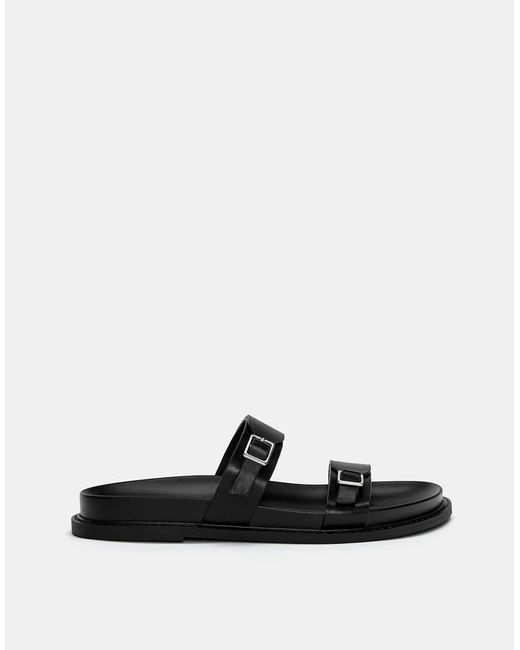 Sliders Nere Basse Con Fascette di Pull&Bear in White