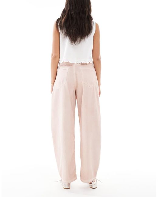 ASOS White High Waisted Barrel Leg Jeans