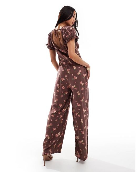 ASOS Purple Spun Lace Trim Corset Waist Jumpsuit