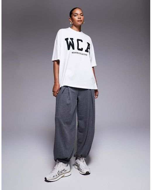 ASOS Gray Weekend Collective Icon Oversized T-Shirt With Embroidered Wca Graphic