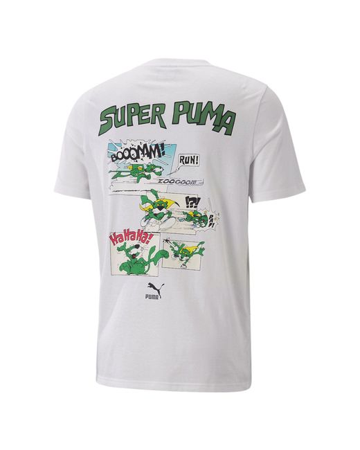 PUMA Gray Classics 'super ' Graphic Back-print T-shirt for men