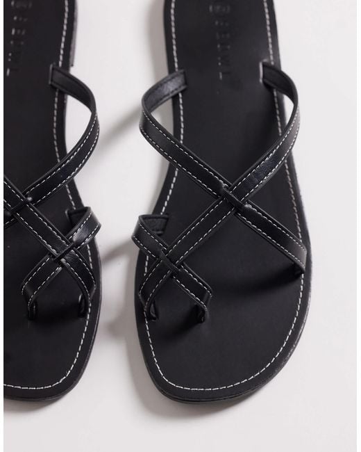 SEQWL Black Strappy Flat Sandals