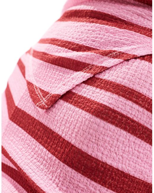 Top bandeau d'ensemble texturé à ourlet asymétrique - rayures ASOS en coloris Pink