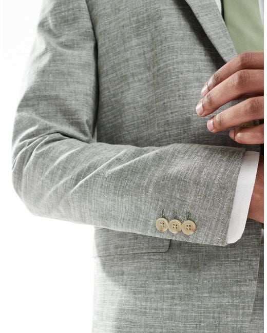 Jack & Jones Gray Linen Suit Jacket for men