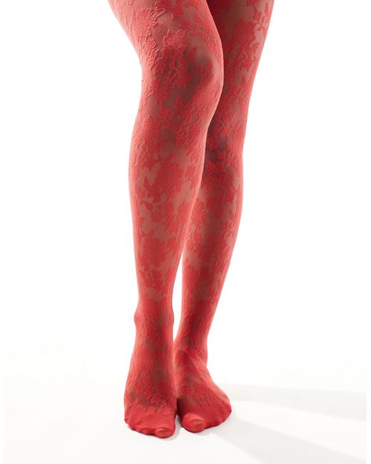 ASOS Red Floral Lace Tights