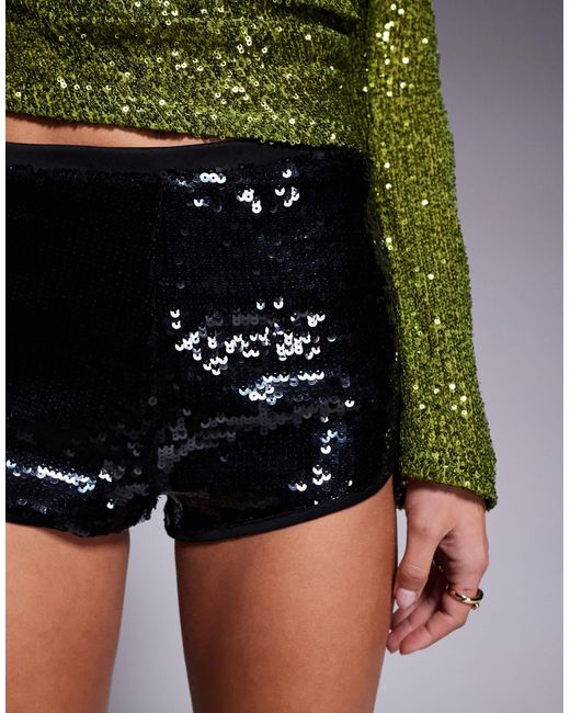 ASOS Green Sequin Hotpant Shorts