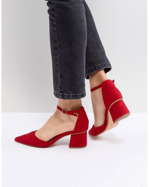 Fashion Red Pumps For Women, Minimalist Chunky Heeled Faux Suede Court  Pumps | SHEIN USA