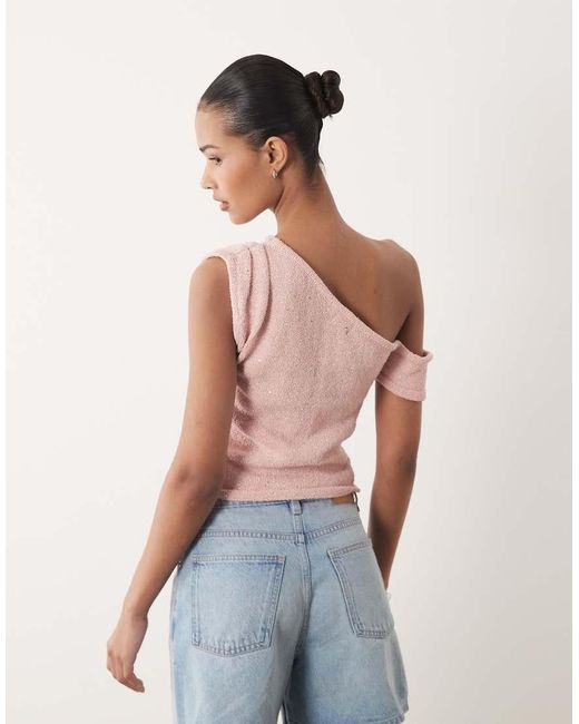 Cotton On Natural Textured Asymmetric Neck Knit Top