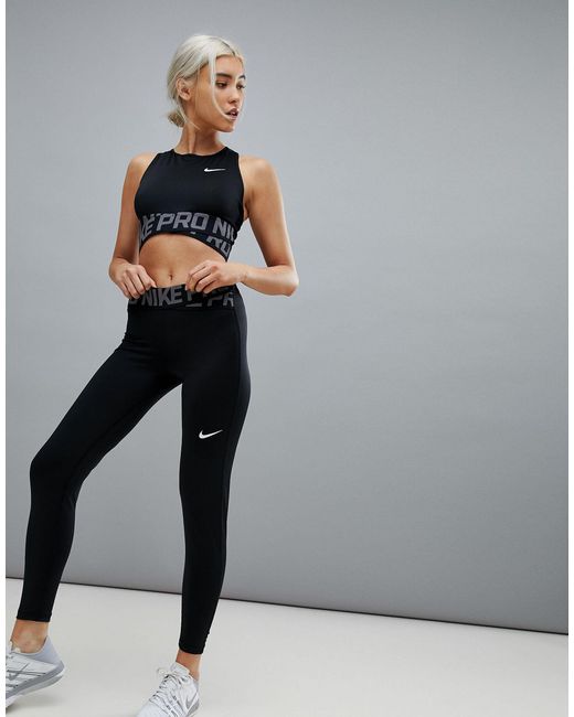 Nike Pro Training Cross Over Legging In Black | Lyst