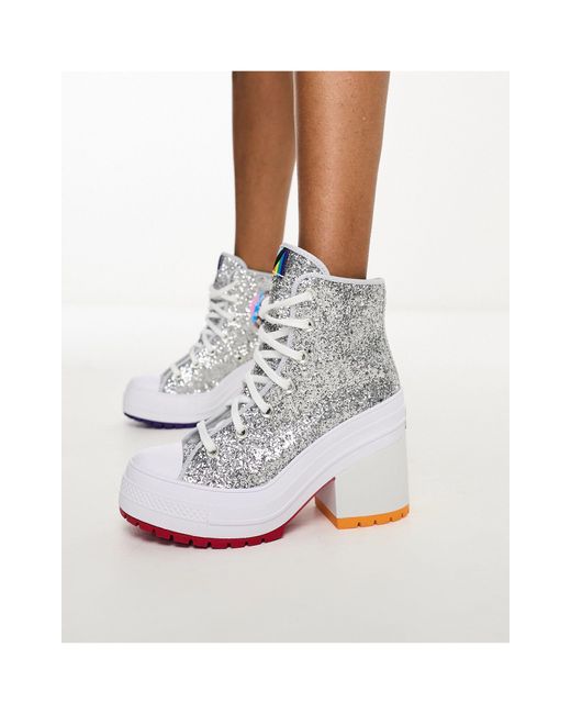 Converse White Chuck Taylor All Star Uplift Pride Heeled Trainers