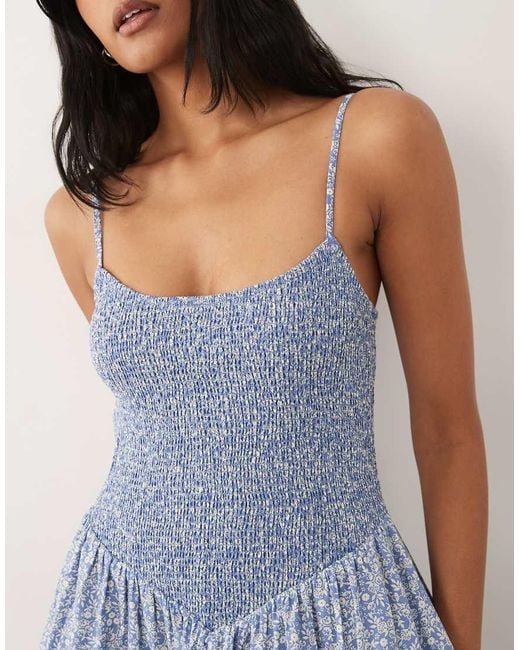 Abercrombie & Fitch Blue Dipped Waist Maxi Dress