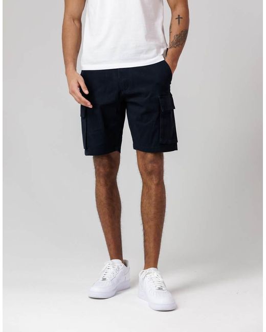 French Connection White Cotton Cargo Shorts for men