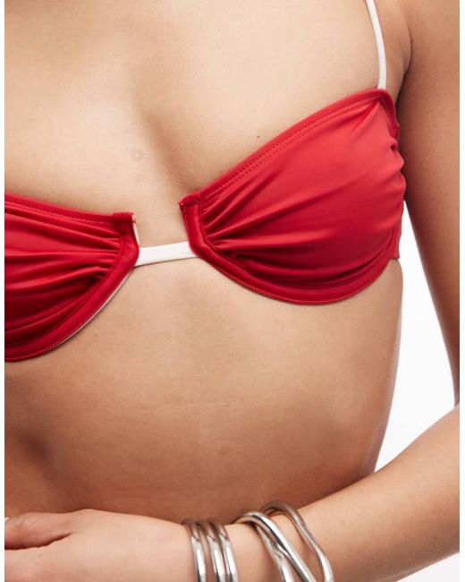 ASOS Red Cecelie Contrast Underwi Bikini Top