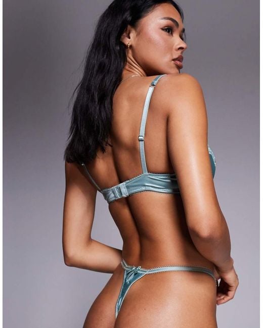 Boux Avenue Multicolor Clover Embroidered Satin Trim Tanga Thong