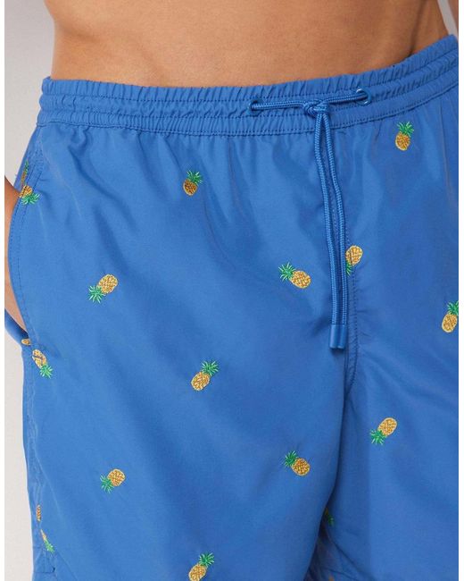 Calzedonia Blue Pattern Swim Boxer Formentera for men