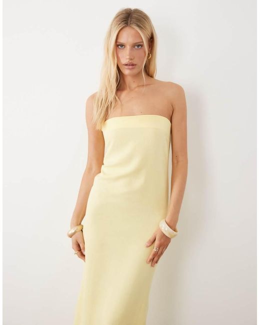 ASOS Natural Linen Blend Clean Column Maxi Dress