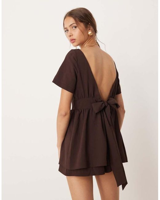 ASOS Multicolor Tie Back Double Layer Playsuit