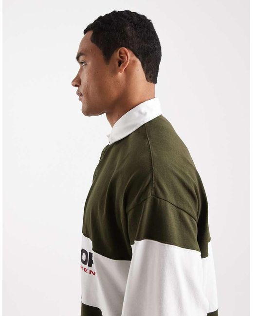 Polo Ralph Lauren Green Sport Chest Panel Flag Logo Oversized Fit Rugby Polo for men